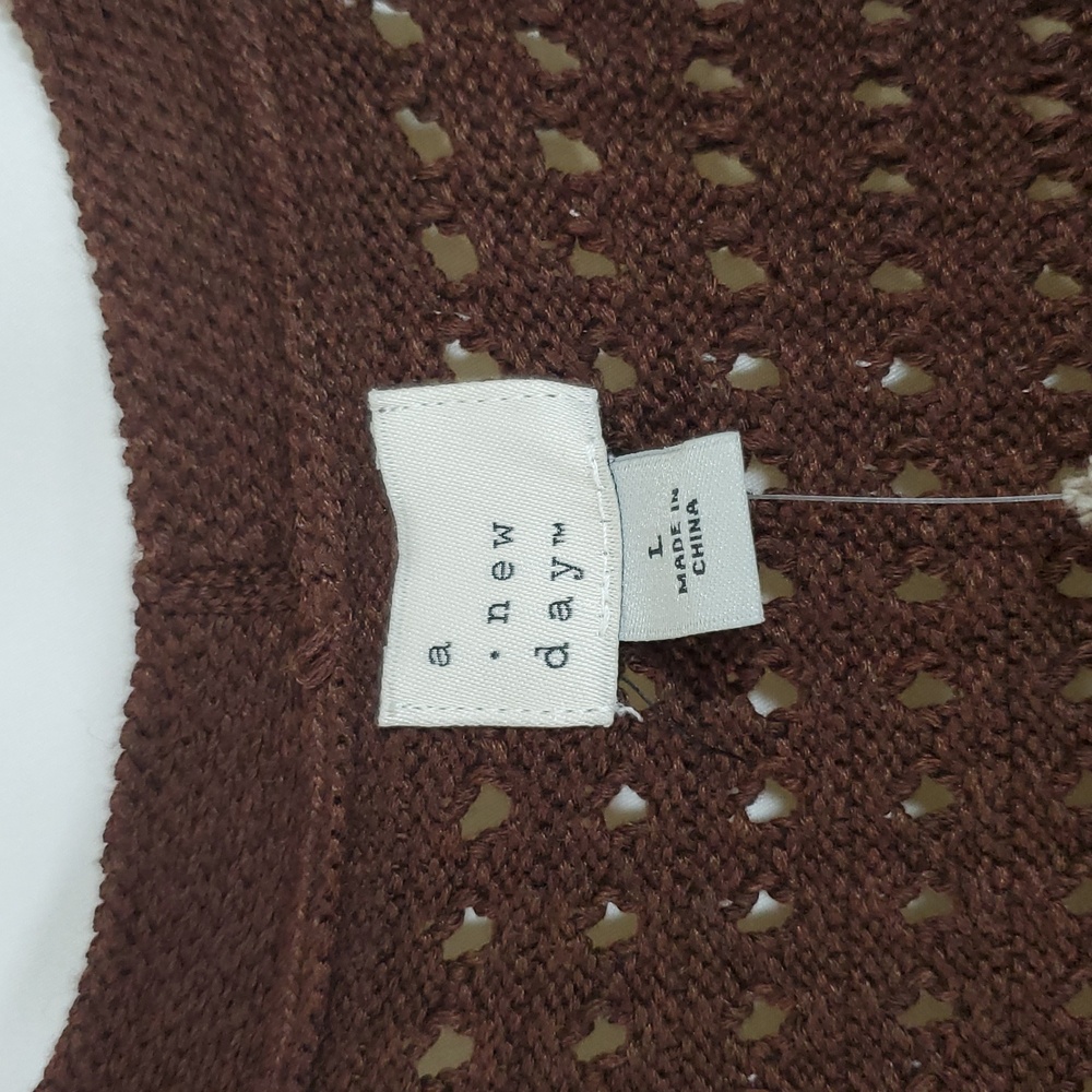 A New Day Woman's Crochet Vest ~ Chocolate Brown - Picture 2 of 10